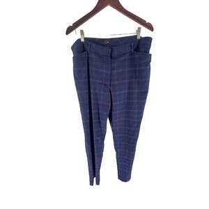 White House Black Market Blue Plaid The Slim Ankle Pants Women's Size 16L Long